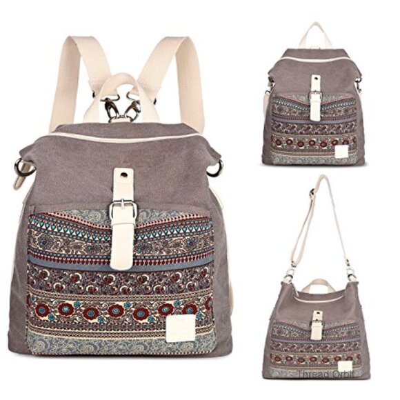 Canvas Convertible Backpack Purse Daypack with Wallet 14.8x11.7x5.1 main image 5